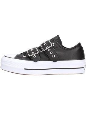 [US8]Converse Girl's Chuck Taylor CTAS Lift Buckle Ox Low-Top Sneakers Black